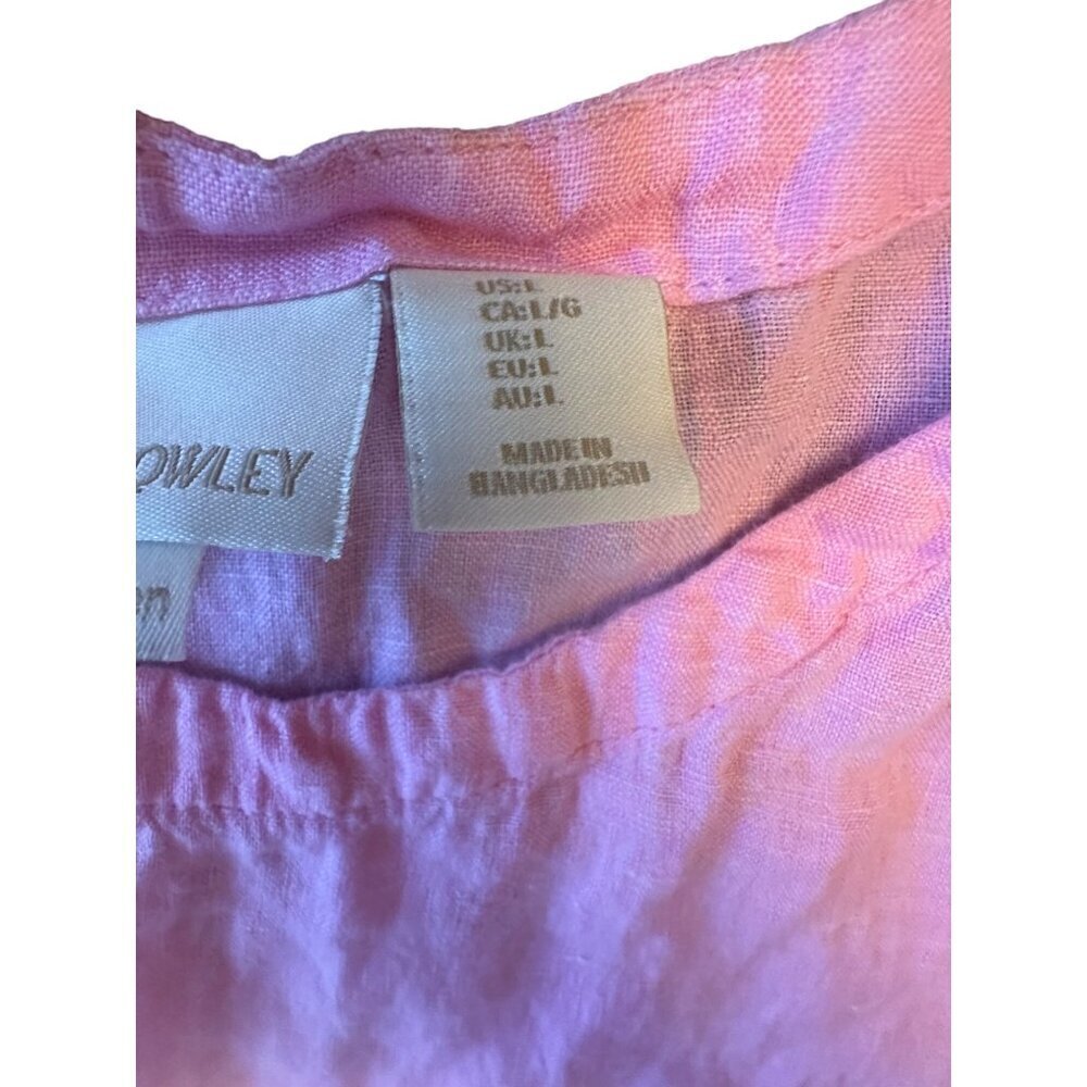 Cynthia‎ Rowley Pink 100% Linen T Shirt Button Detail Size Large - Picture 4 of 5
